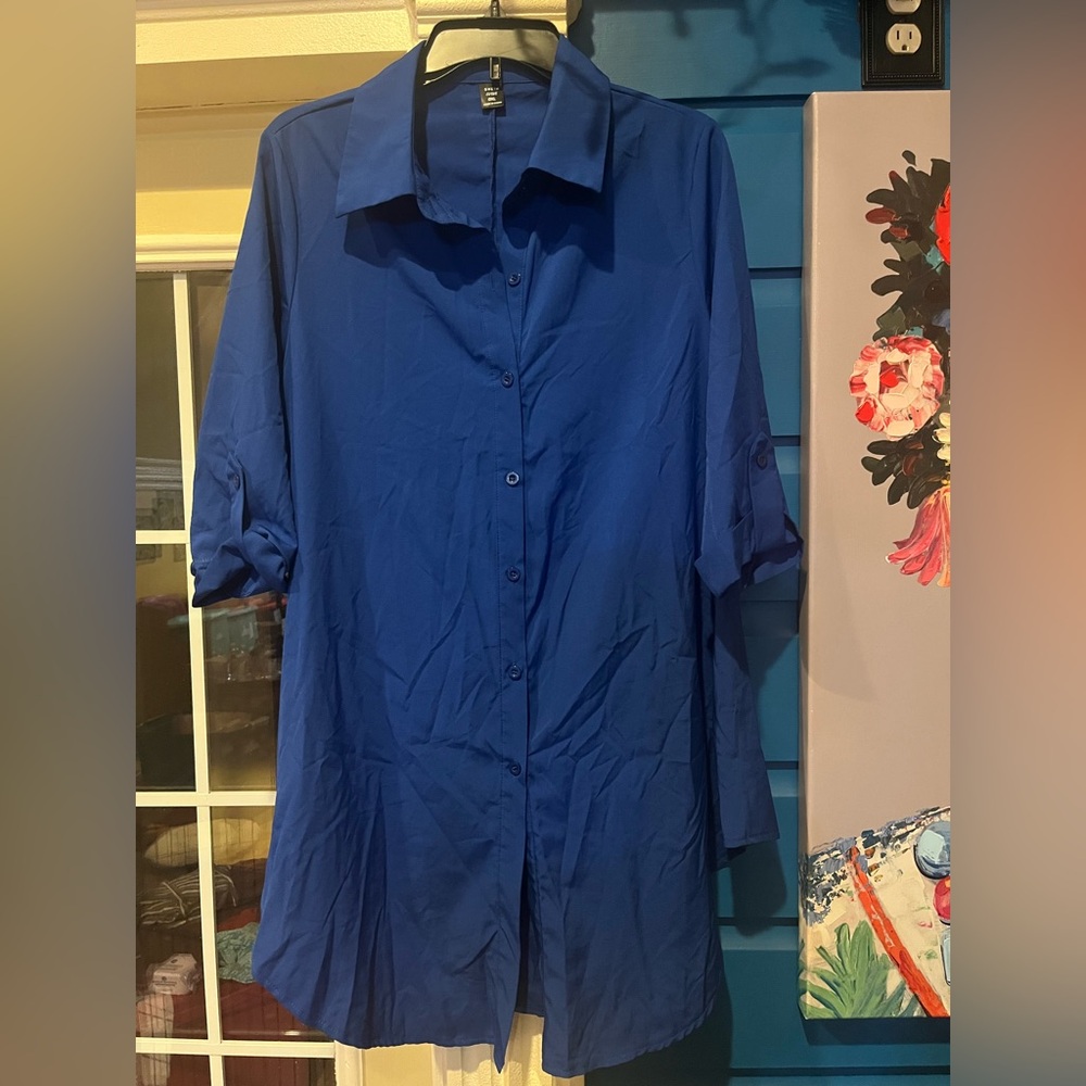 SHEIN Royal Blue Button Down Dress - Picture 2 of 5